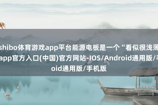 shibo体育游戏app平台能源电板是一个“看似很浅薄-世博app官方入口(中国)官方网站-IOS/Android通用版/手机版