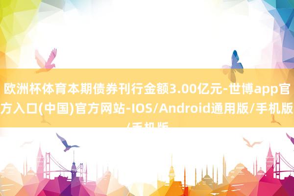 欧洲杯体育本期债券刊行金额3.00亿元-世博app官方入口(中国)官方网站-IOS/Android通用版/手机版