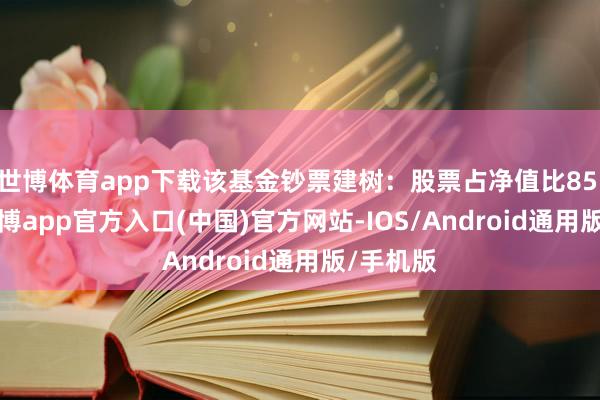 世博体育app下载该基金钞票建树：股票占净值比85.34%-世博app官方入口(中国)官方网站-IOS/Android通用版/手机版