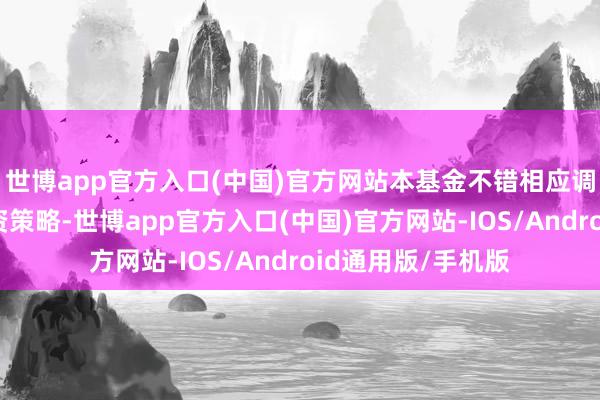 世博app官方入口(中国)官方网站本基金不错相应调整和更新干系投资策略-世博app官方入口(中国)官方网站-IOS/Android通用版/手机版