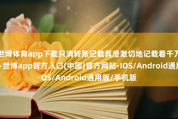世博体育app下载只消转账记载真澄澈切地记载着千万资金的挥发-世博app官方入口(中国)官方网站-IOS/Android通用版/手机版